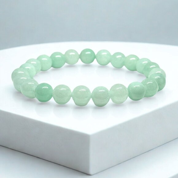 Burmese Jade Gemstone Bracelet 8MM | Handmade Crystal Healing Jewelry - Picture 1 of 10